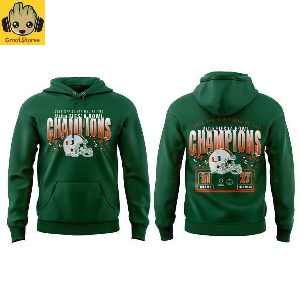 Miami Hurricanes Vrbo Fiesta Bowl Champions 2026 Final Score Hoodie T Shirt