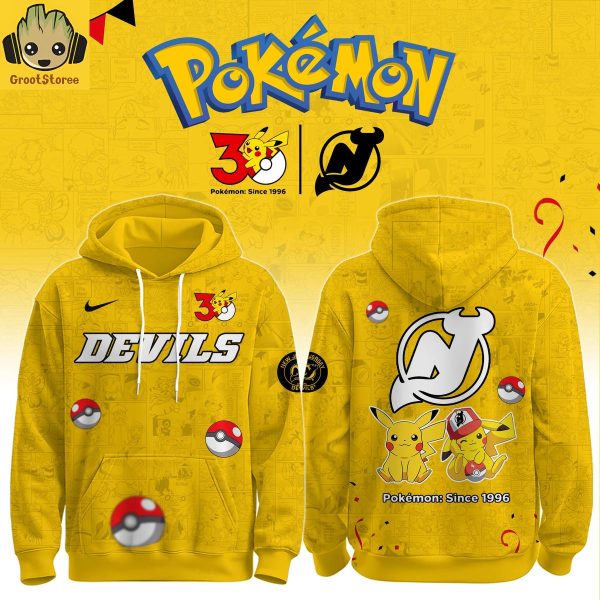 New Jersey Devils x Pokemon 30th Anniversary 2026 Hoodie