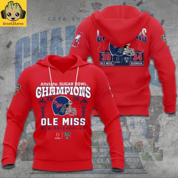 Ole Miss Rebels 2026 Sugar Bowl Champions Final Score 39-34 Hoodie T-Shirt