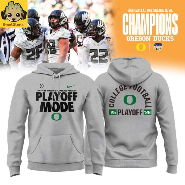 Oregon Ducks College Football Playoff 25-26 Playoff Mode Gray Hoodie