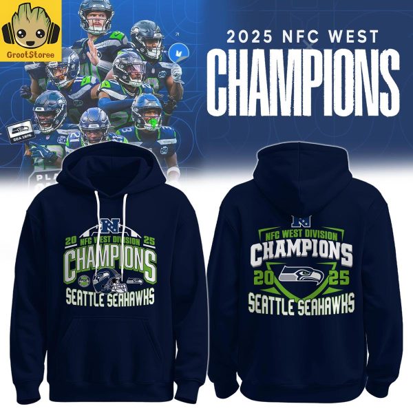 Seattle Seahawks 2025 NFC West Division Champions Navy Hoodie Shirt