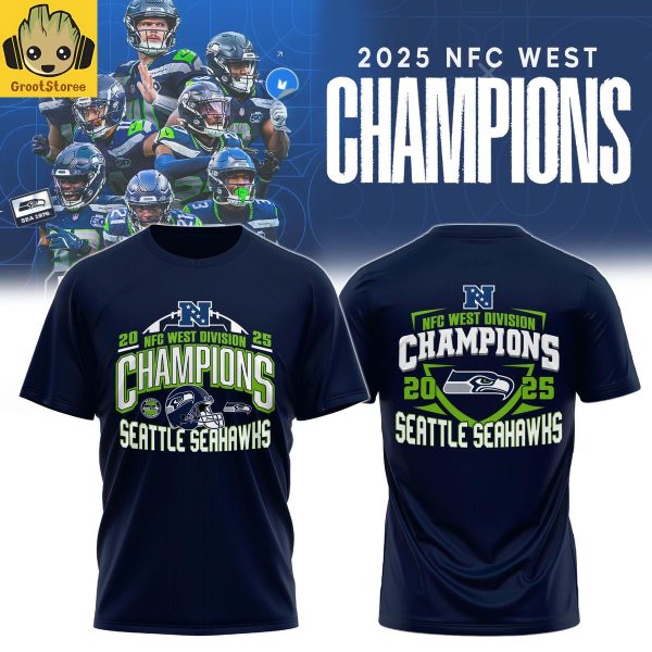 Seattle Seahawks 2025 NFC West Division Champions Navy Hoodie Shirt
