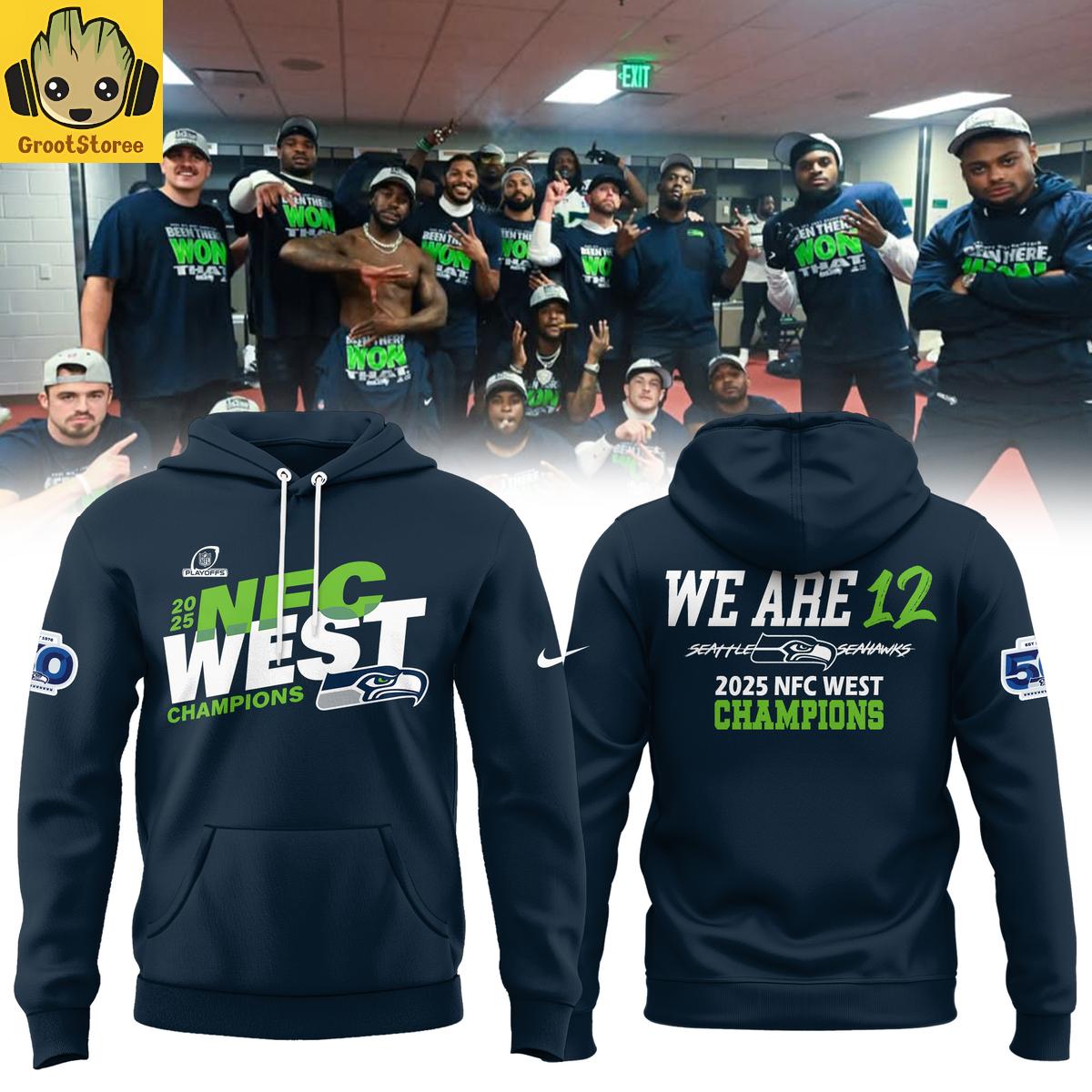 Seattle Seahawks 2025 NFC West Division Champions We Are 12 Hoodie Seattle Seahawks 2025 NFC West Division Champions We Are 12 Hoodie