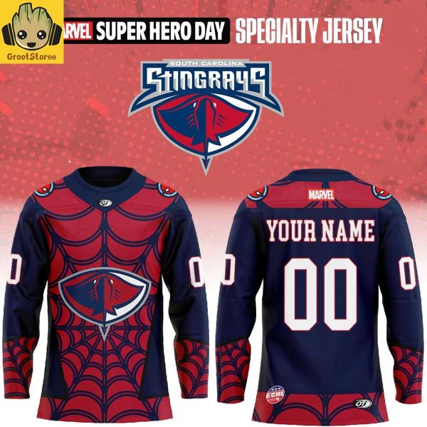 South Carolina Stingrays x Marvel Super Hero Day 2026 Spiderman Personalized Hockey Jersey