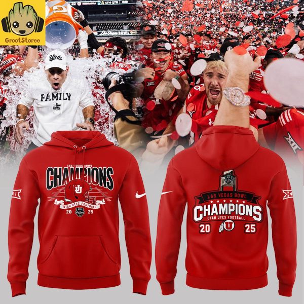 Utah Utes Las Vegas Bowl Champions 2025 Red Hoodie T Shirt